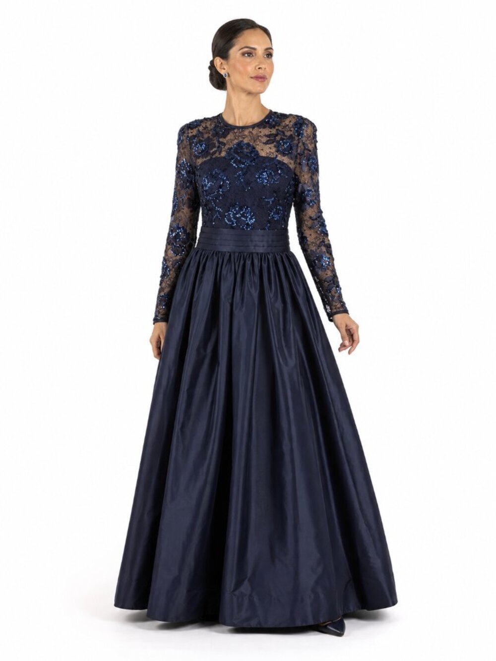 CH by Carolina Herrera Vintage Navy Lace Sequin Bodice Ball Gown Size 6